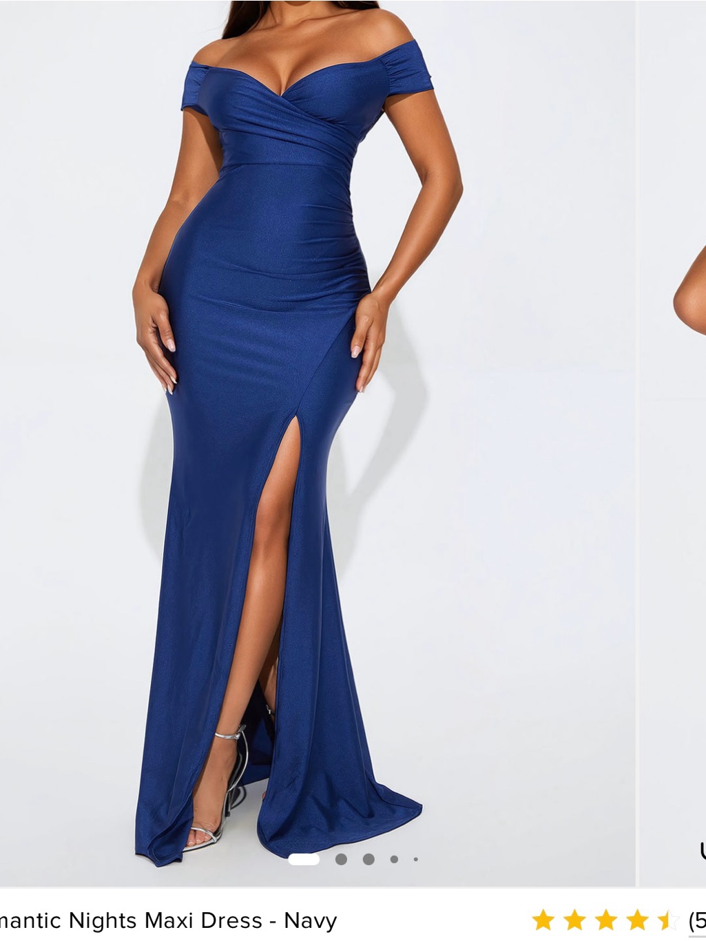Fashion Nova Royal Blue Off-Shoulder Maxi Dress With Thigh Slit